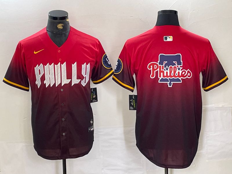 Men Philadelphia Phillies Blank Red City Edition Nike 2024 MLB Jersey style 5